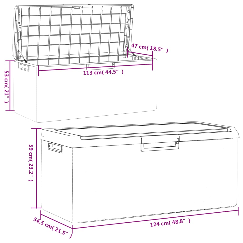 Boîte de rangement jardin coussin de siège marron 350 L PP Coffres de jardin vidaXL