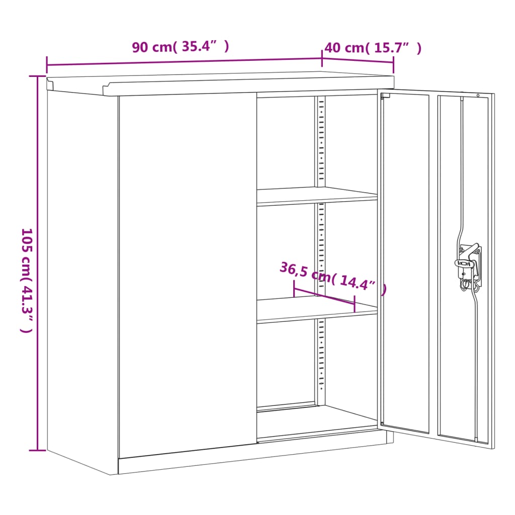 Classeur anthracite 90x40x105 cm acier Classeur à tiroirs vidaXL