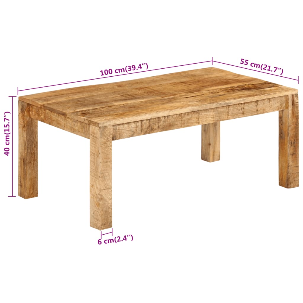 Table basse 100x55x40 cm bois de manguier massif Tables basses vidaXL   