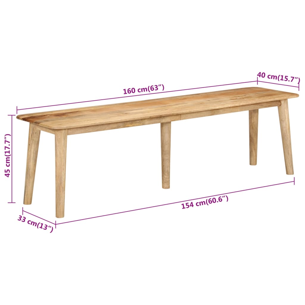 Banc 160x40x45 cm bois massif de manguier Bancs de cuisine & salle à manger vidaXL   