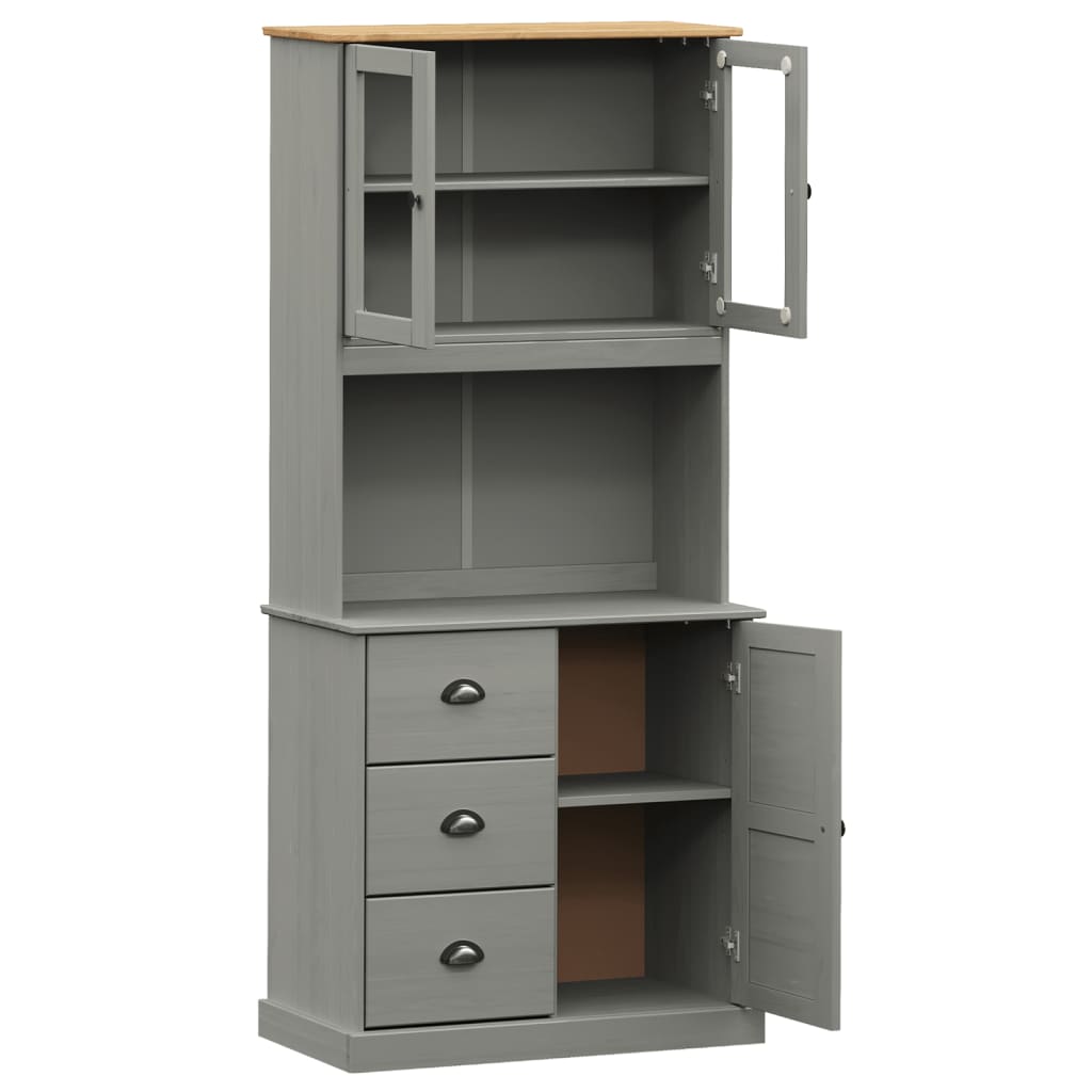 Image Buffet haut VIGO gris 78x40x175 cm bois massif de pin | Xios Store SNC vidaXL Xios Store SNC