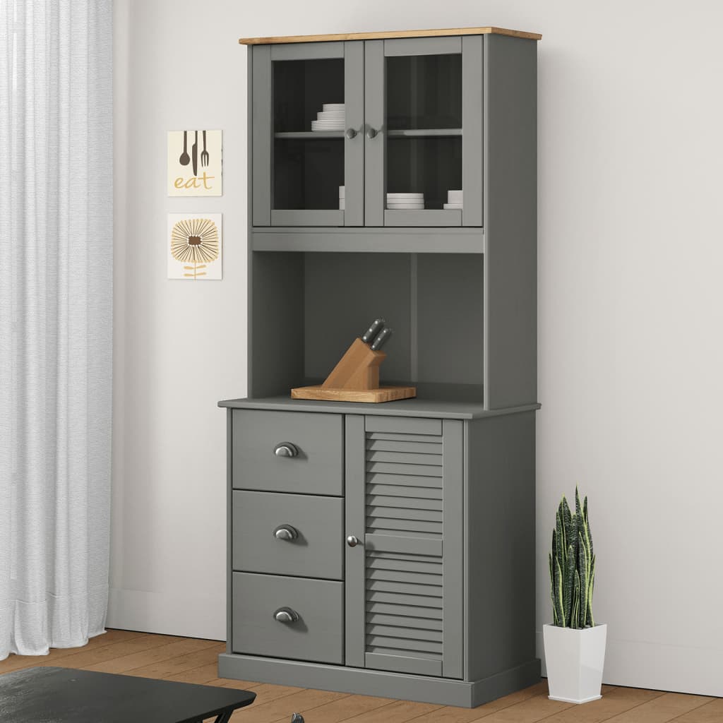 Image Buffet haut VIGO gris 78x40x175 cm bois massif de pin | Xios Store SNC vidaXL Xios Store SNC