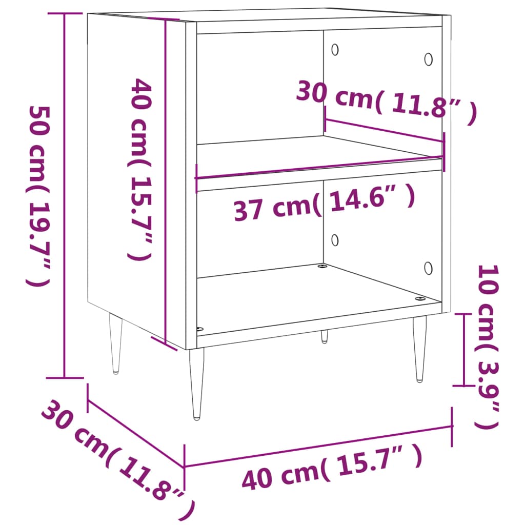 Tables de chevet 2pcs chêne sonoma 40x30x50cm bois d'ingénierie Tables de chevet vidaXL   