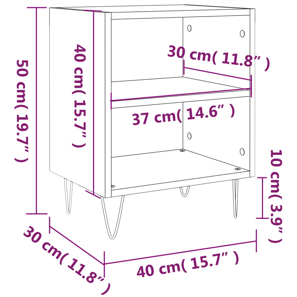 Table de chevet gris béton 40x30x50 cm bois d'ingénierie Tables de chevet vidaXL   