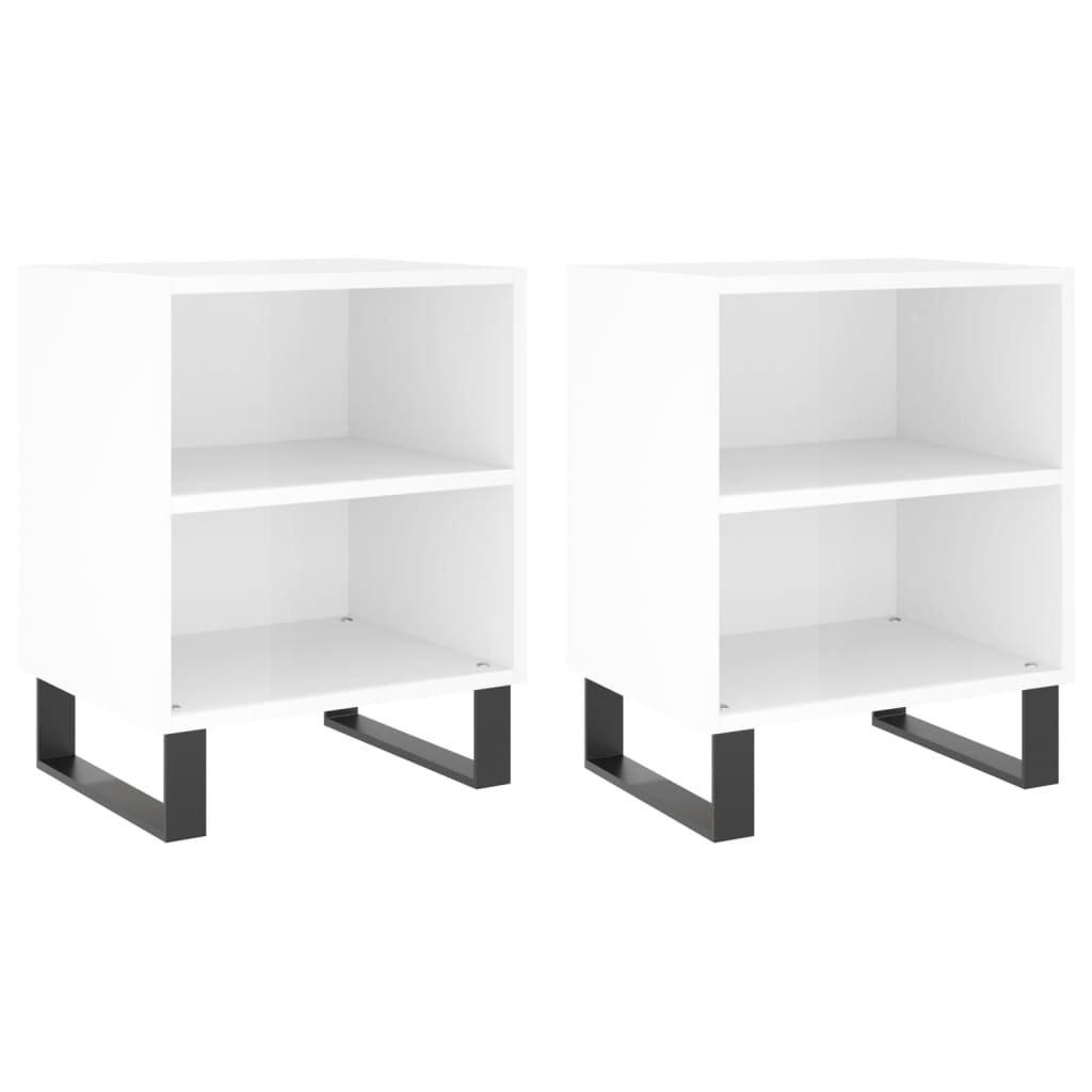 Tables de chevet 2pcs blanc brillant 40x30x50cm bois ingénierie Tables de chevet vidaXL   