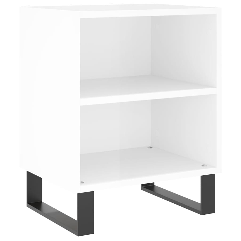 Tables de chevet 2pcs blanc brillant 40x30x50cm bois ingénierie Tables de chevet vidaXL   