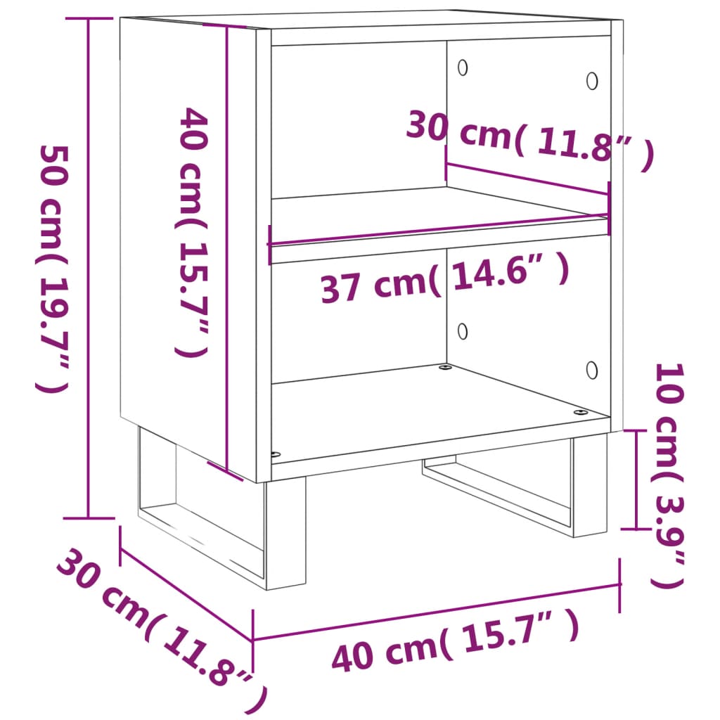 Table de chevet chêne fumé 40x30x50 cm bois d'ingénierie Tables de chevet vidaXL   