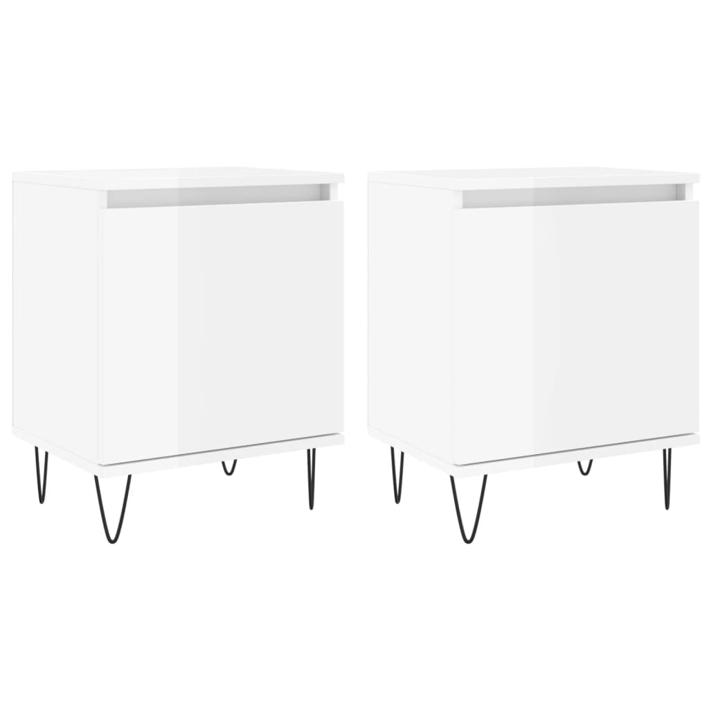 Tables de chevet 2pcs blanc brillant 40x30x50cm bois ingénierie Tables de chevet vidaXL   