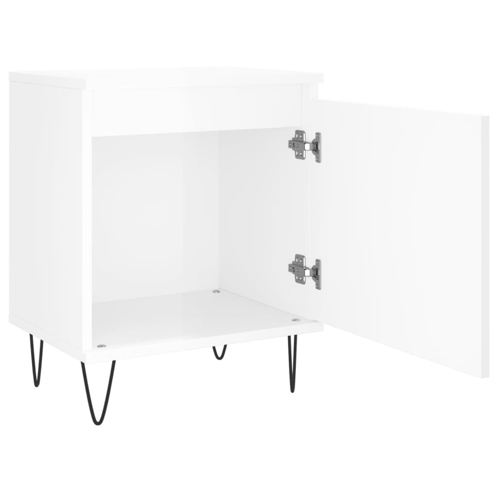 Tables de chevet 2pcs blanc brillant 40x30x50cm bois ingénierie Tables de chevet vidaXL   