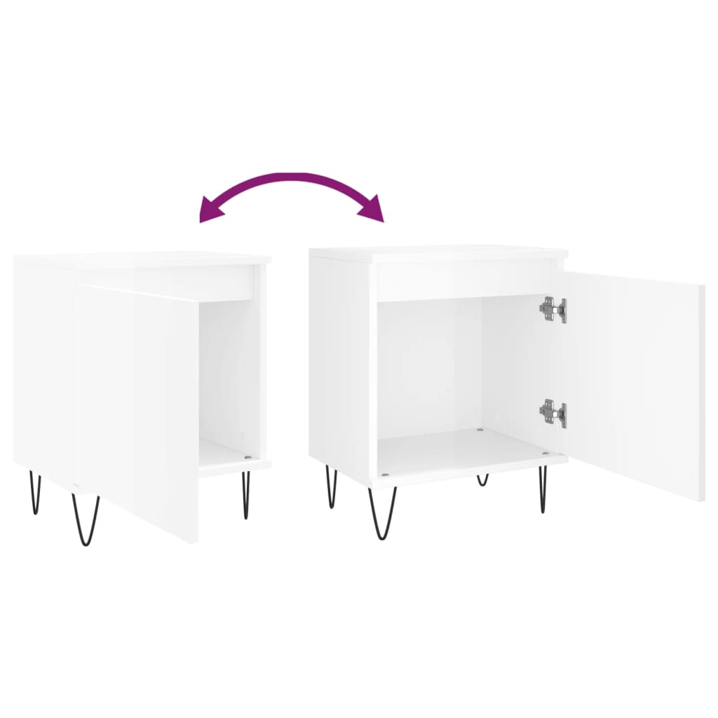 Tables de chevet 2pcs blanc brillant 40x30x50cm bois ingénierie Tables de chevet vidaXL   