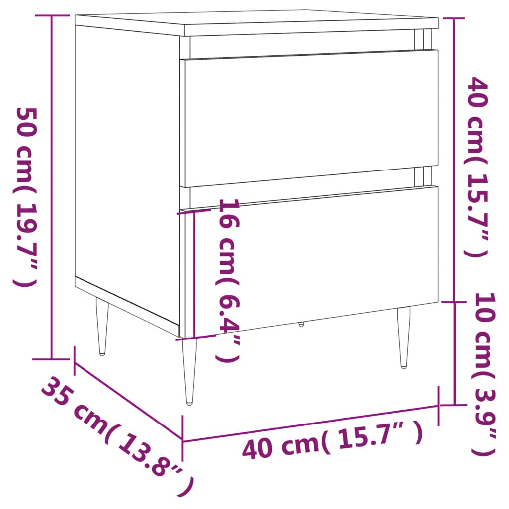 Tables de chevet 2 pcs sonoma gris 40x35x50 cm bois ingénierie Tables de chevet vidaXL   