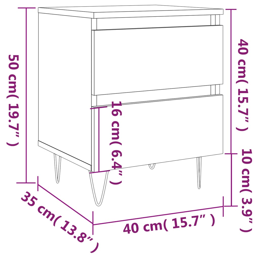 Table de chevet Blanc 40x35x50 cm Bois d’ingénierie Tables de chevet vidaXL