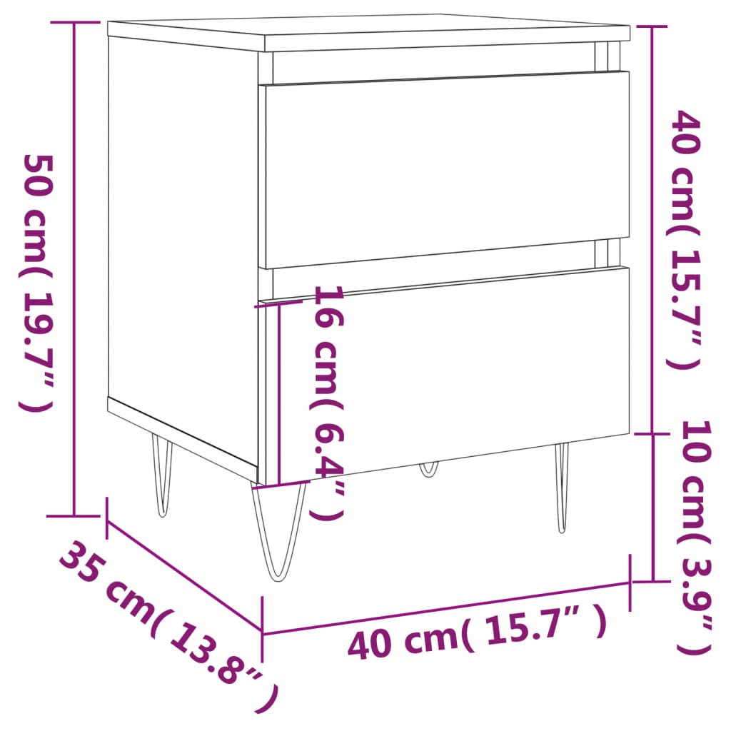 Table de chevet gris béton 40x35x50 cm bois d’ingénierie Tables de chevet vidaXL