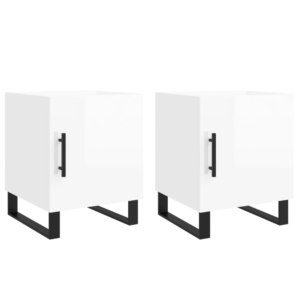 Tables de chevet 2 pcs blanc brillant 40x40x50 cm Tables de chevet vidaXL   