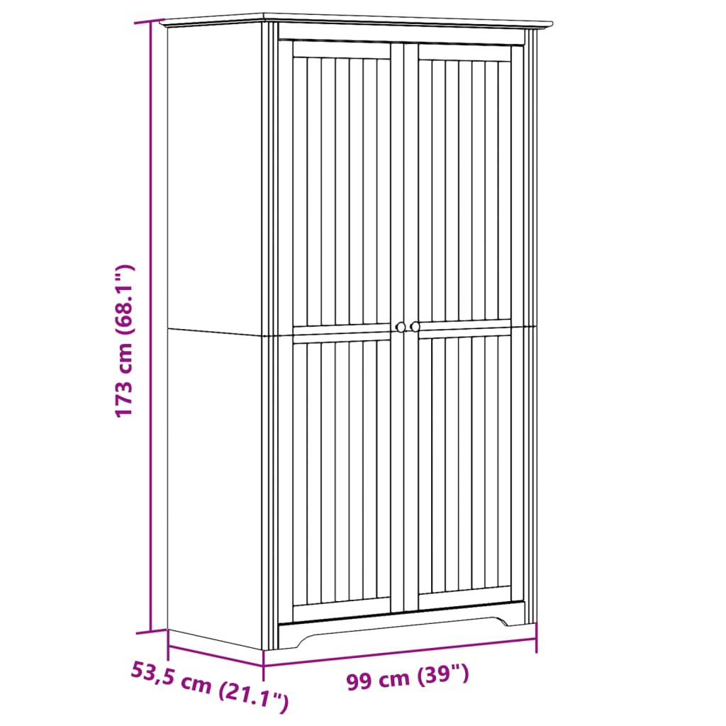 Garde-robe BODO blanc marron 99x53,5x173 cm bois massif de pin Armoires vidaXL   