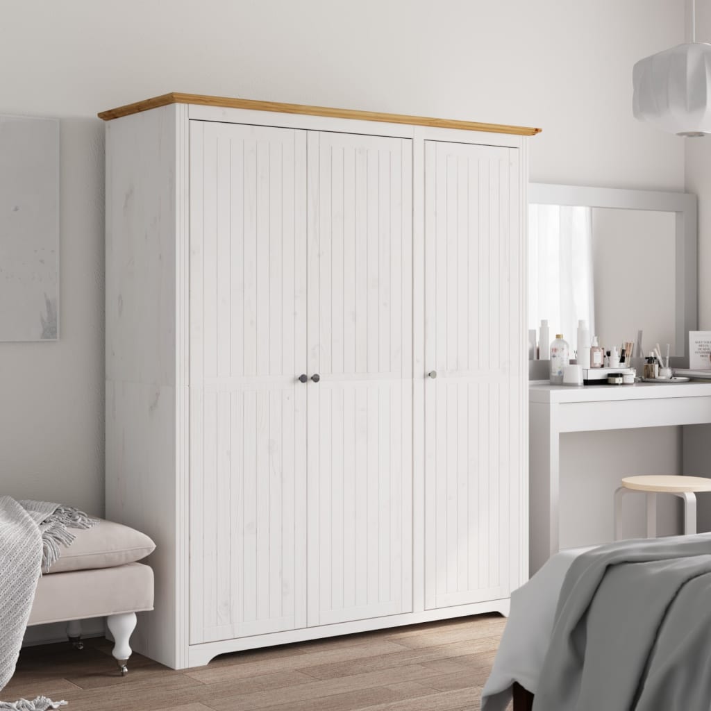 Garde-robe BODO blanc marron 146x53,5x173 cm bois massif de pin Armoires vidaXL   