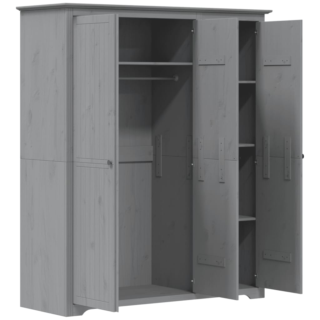 Garde-robe BODO gris 146x53,5x173 cm bois massif de pin Armoires vidaXL   