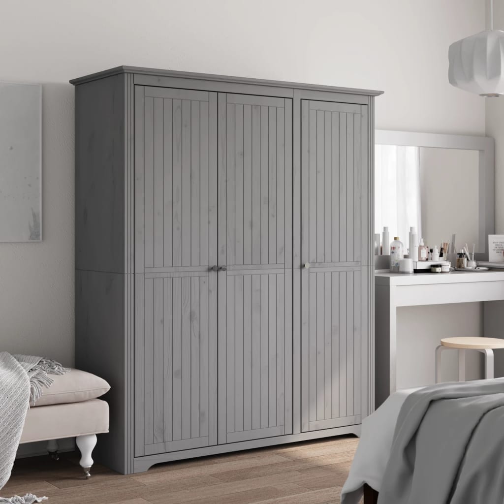 Garde-robe BODO gris 146x53,5x173 cm bois massif de pin Armoires vidaXL   