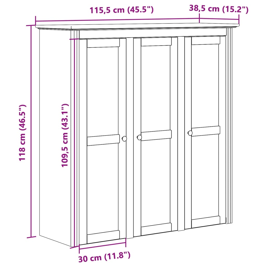 Armoire avec portes vitrées BODO blanc bois de pin massif Buffets & bahuts vidaXL