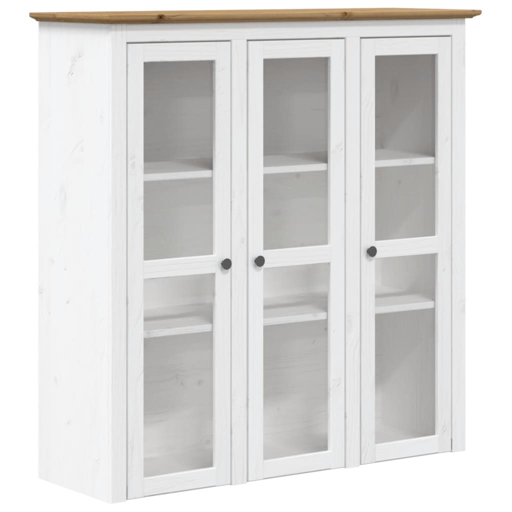 Armoire avec portes vitrées BODO blanc marron bois pin massif Buffets & bahuts vidaXL