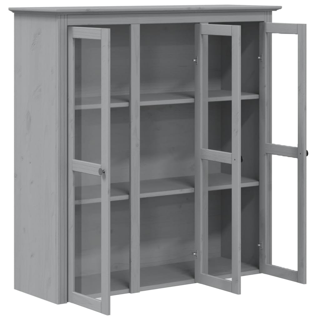 Armoire avec portes vitrées BODO gris bois de pin massif Buffets & bahuts vidaXL