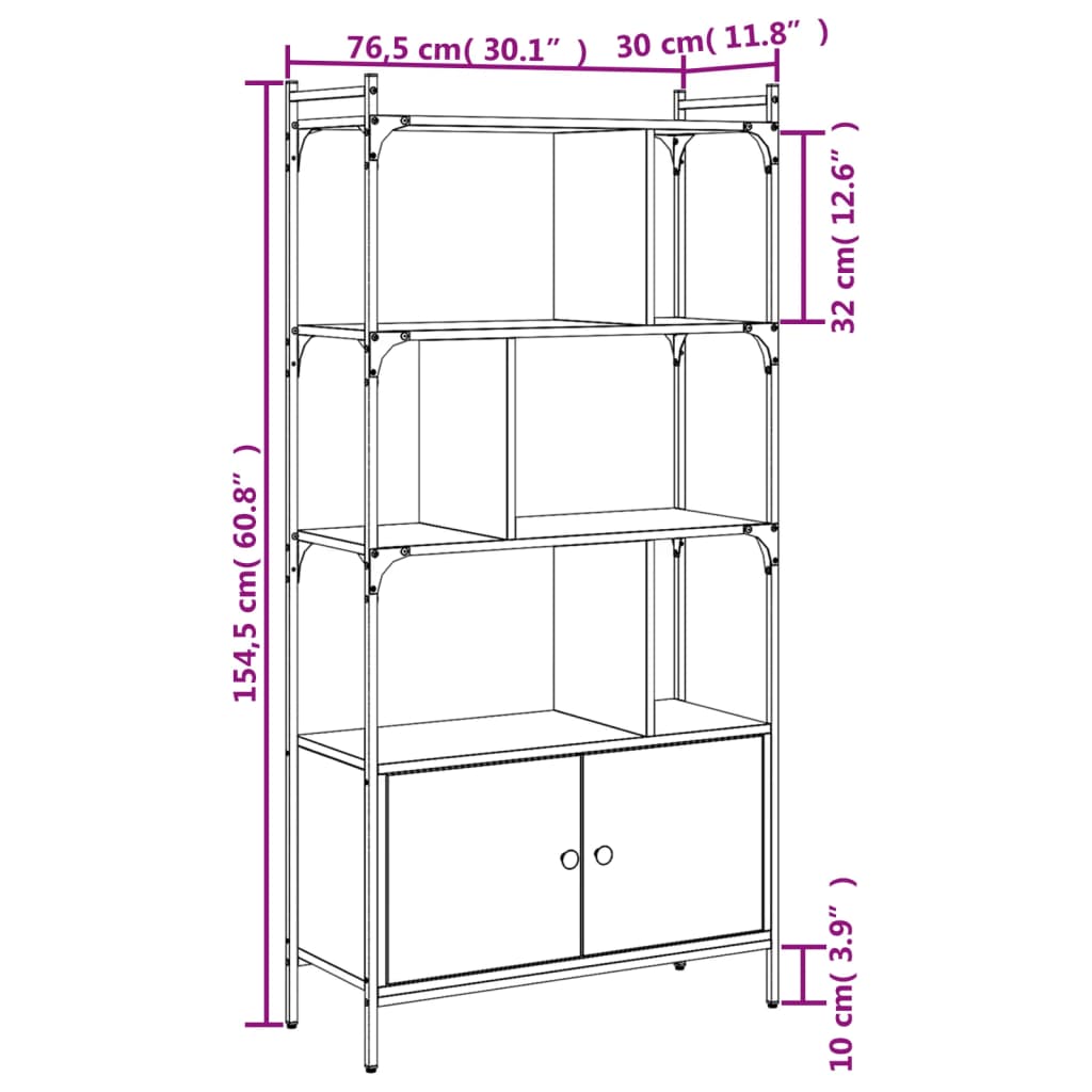 Image Bibliothèque avec portes chêne sonoma 76,5x30x154,5 cm | Xios Store SNC vidaXL Xios Store SNC