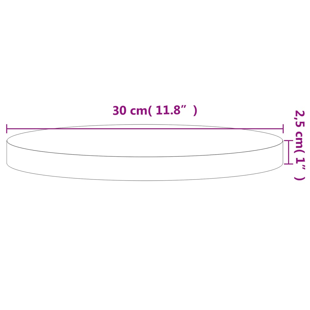 Dessus de table Ø30x2,5 cm rond bois massif de hêtre Plateaux de table vidaXL   