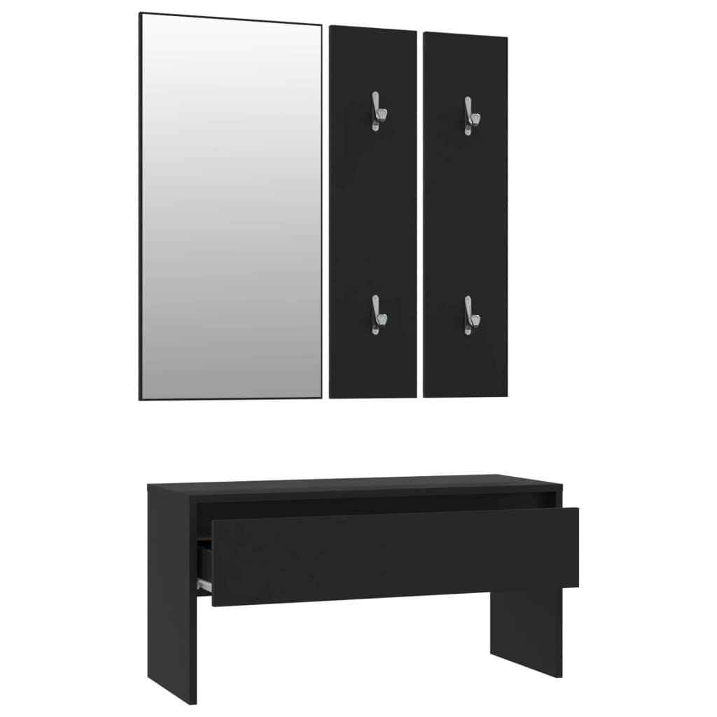 Ensemble de meubles de couloir noir bois d'ingénierie Bancs coffres vidaXL   