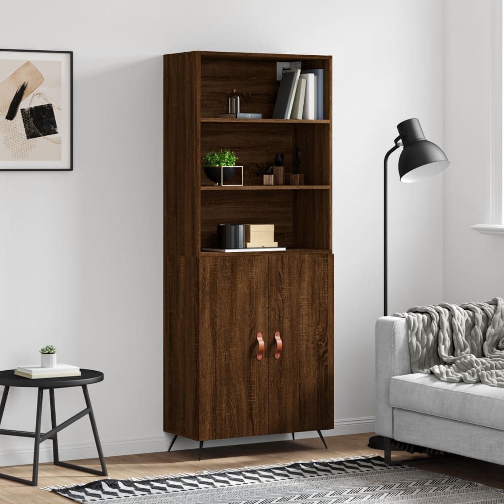 Image Buffet haut Chêne marron 69,5x34x180 cm Bois d'ingénierie | Xios Store SNC vidaXL Xios Store SNC