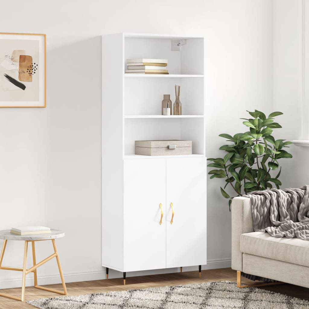 Image Buffet haut Blanc 69,5x34x180 cm Bois d'ingénierie | Xios Store SNC vidaXL Xios Store SNC