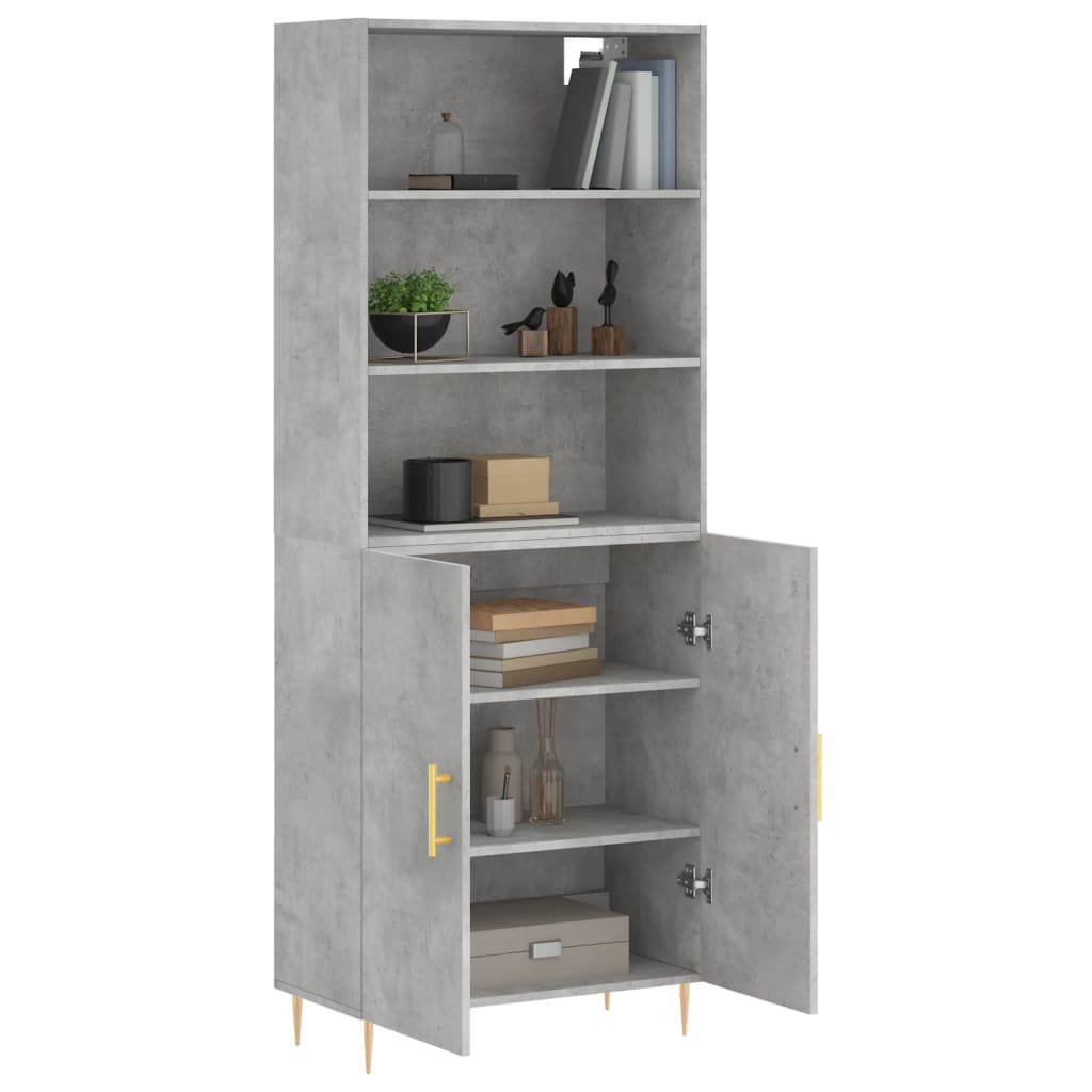 Image Buffet haut Gris béton 69,5x34x180 cm Bois d'ingénierie | Xios Store SNC vidaXL Xios Store SNC