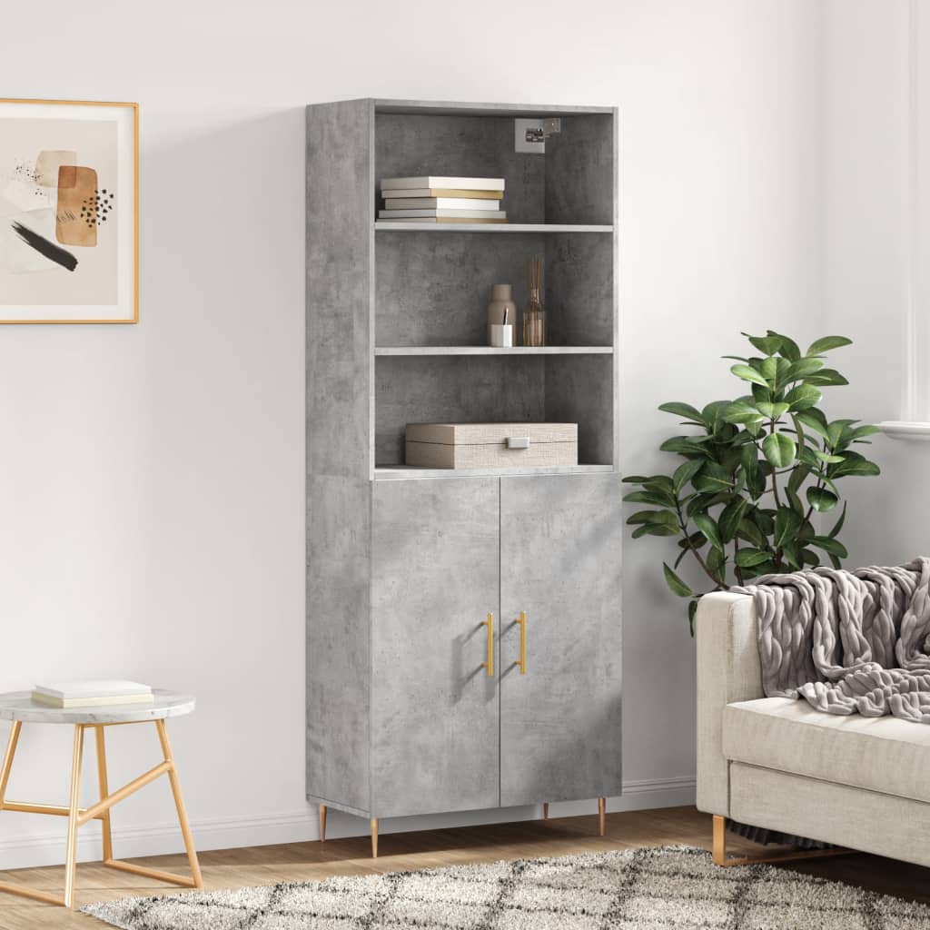 Image Buffet haut Gris béton 69,5x34x180 cm Bois d'ingénierie | Xios Store SNC vidaXL Xios Store SNC