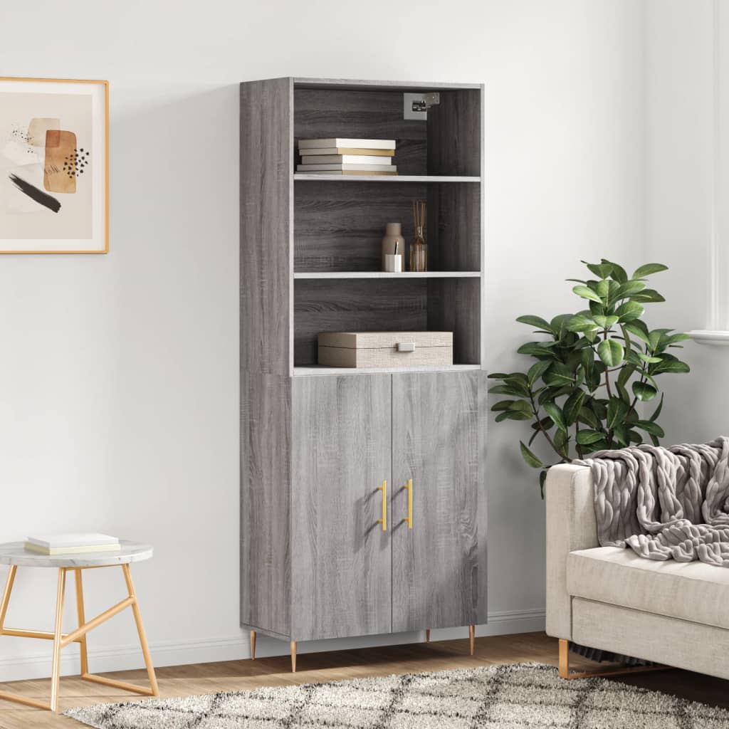 Image Buffet haut Sonoma gris 69,5x34x180 cm Bois d'ingénierie | Xios Store SNC vidaXL Xios Store SNC