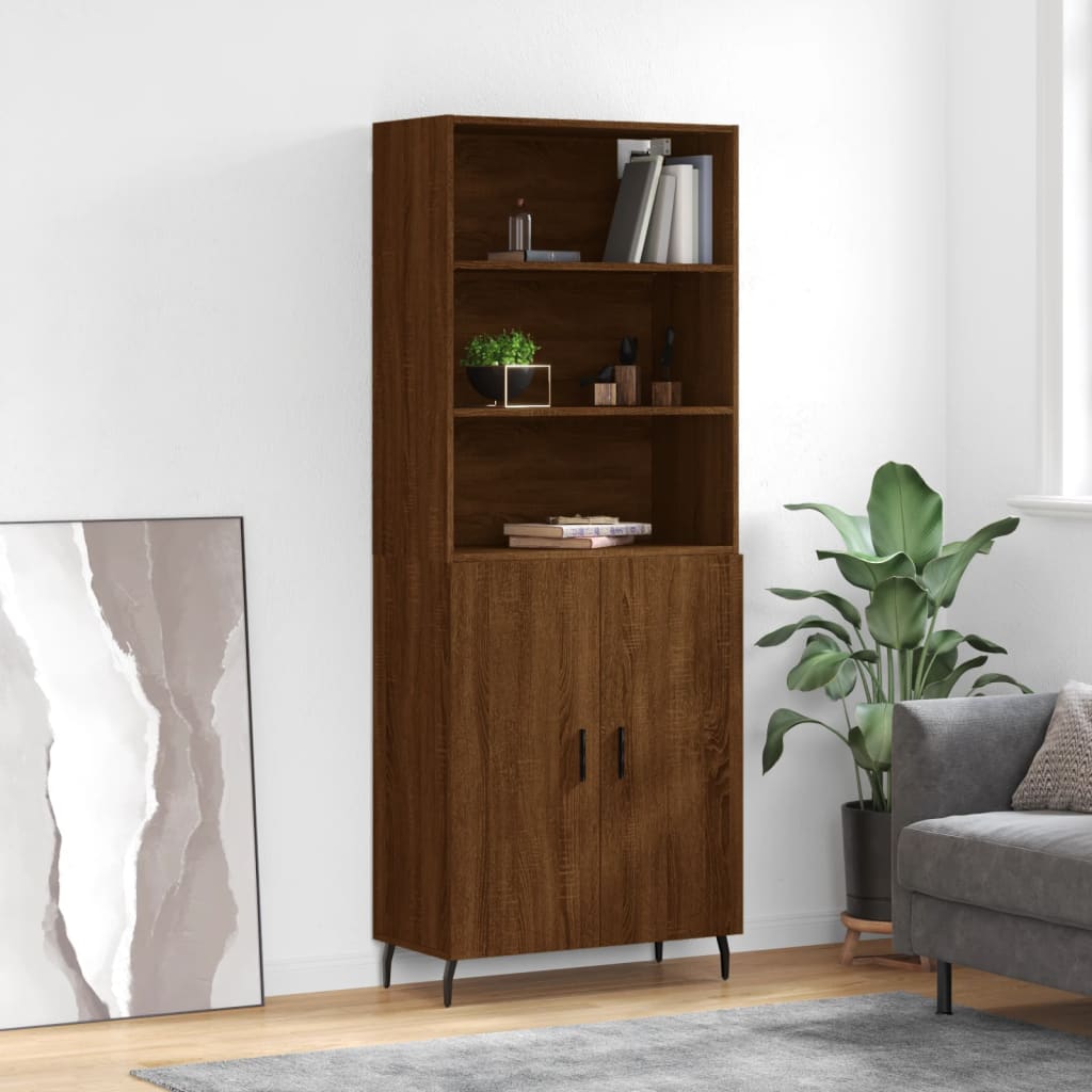 Image Buffet haut Chêne marron 69,5x34x180 cm Bois d'ingénierie | Xios Store SNC vidaXL Xios Store SNC