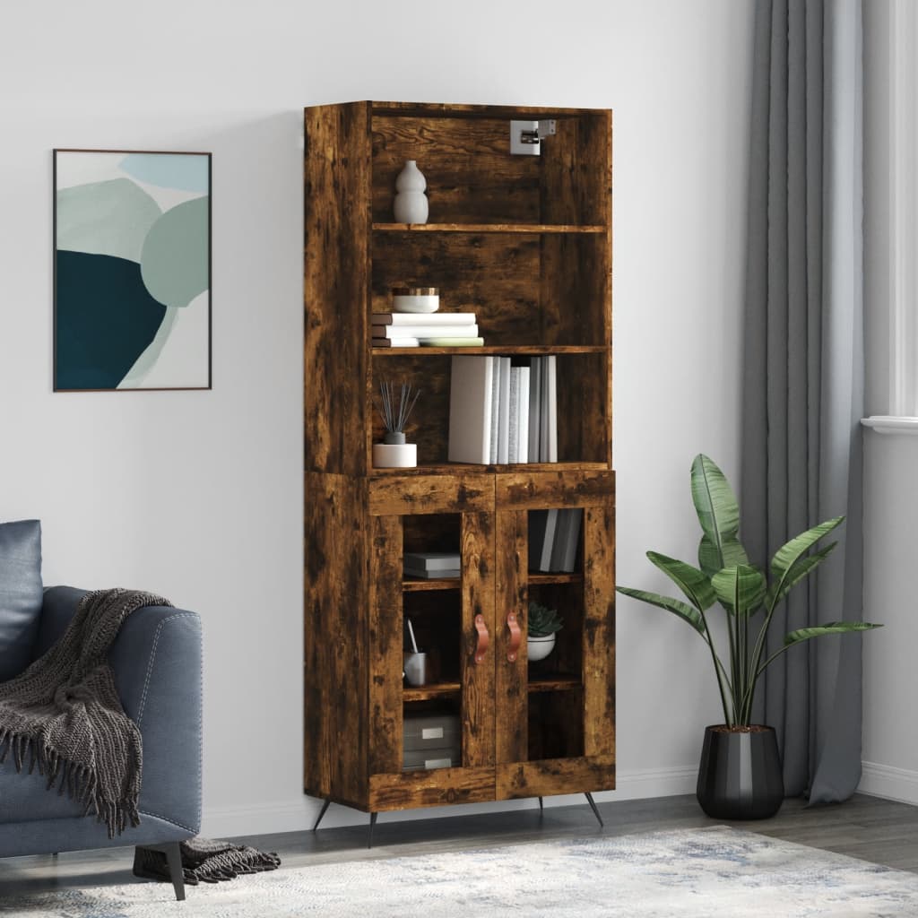 Image Buffet haut Chêne fumé 69,5x34x180 cm Bois d'ingénierie | Xios Store SNC vidaXL Xios Store SNC