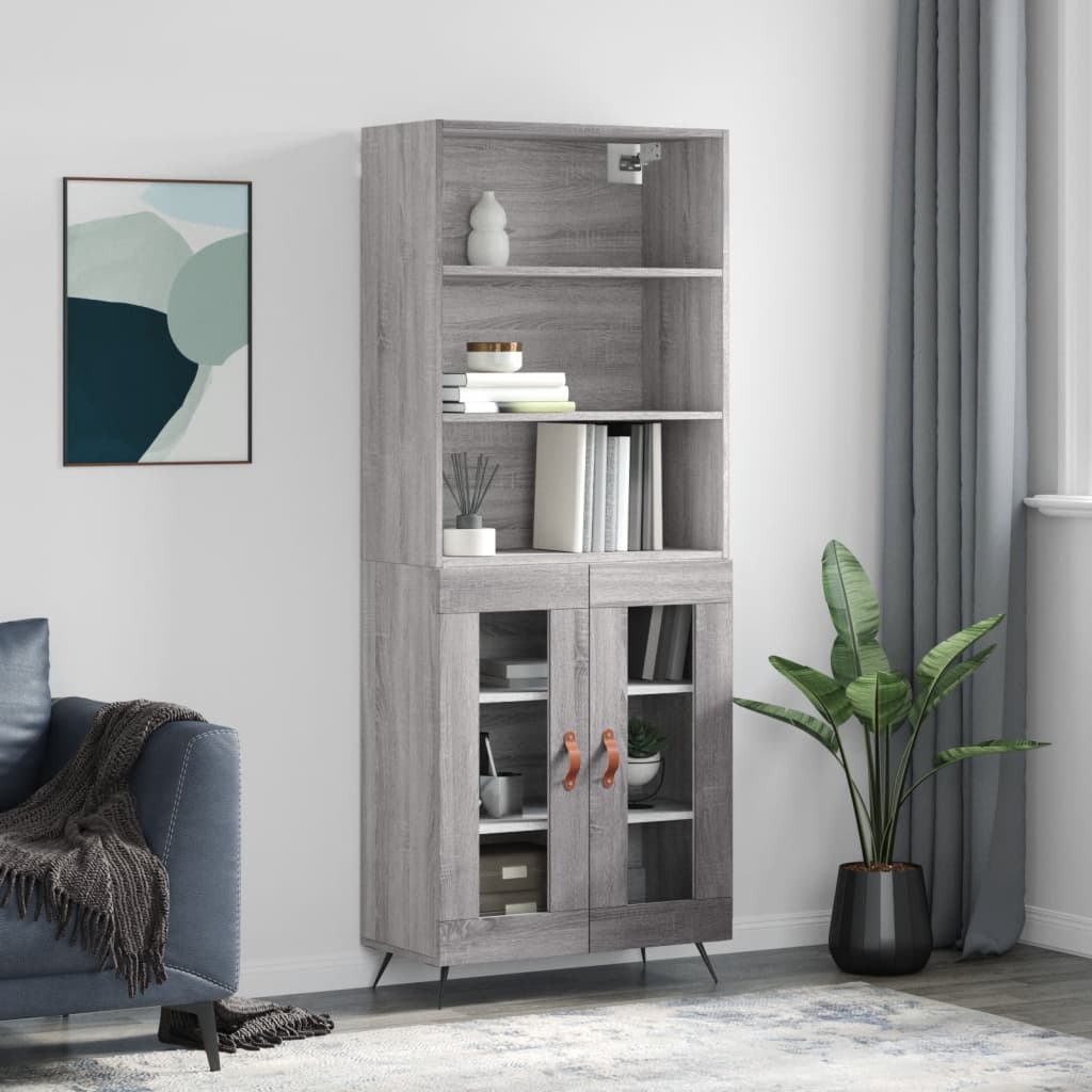 Image Buffet haut Sonoma gris 69,5x34x180 cm Bois d'ingénierie | Xios Store SNC vidaXL Xios Store SNC