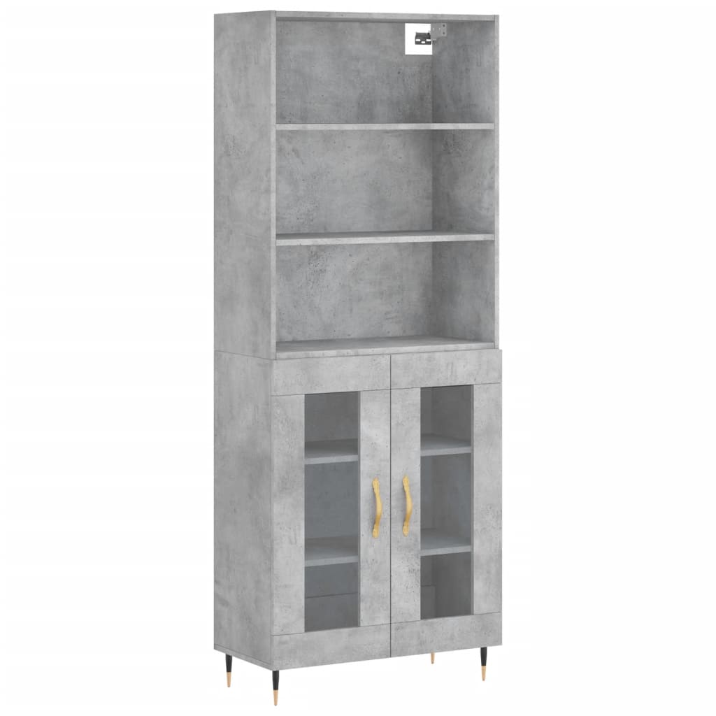 Image Buffet haut Gris béton 69,5x34x180 cm Bois d'ingénierie | Xios Store SNC vidaXL Xios Store SNC