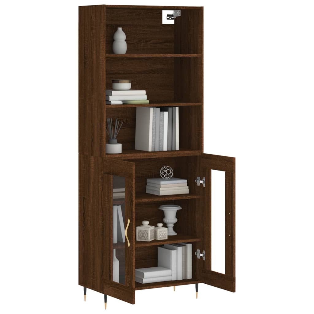 Image Buffet haut Chêne marron 69,5x34x180 cm Bois d'ingénierie | Xios Store SNC vidaXL Xios Store SNC