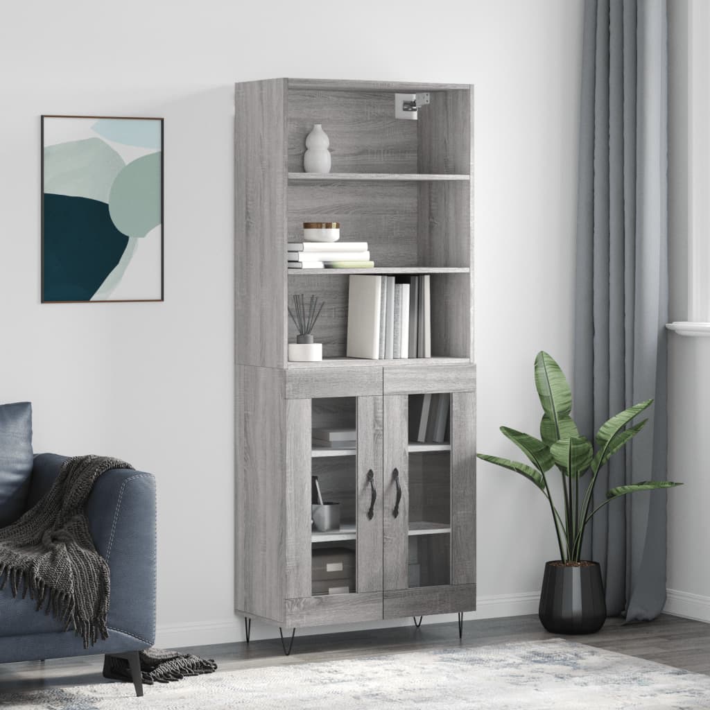 Image Buffet haut Sonoma gris 69,5x34x180 cm Bois d'ingénierie | Xios Store SNC vidaXL Xios Store SNC