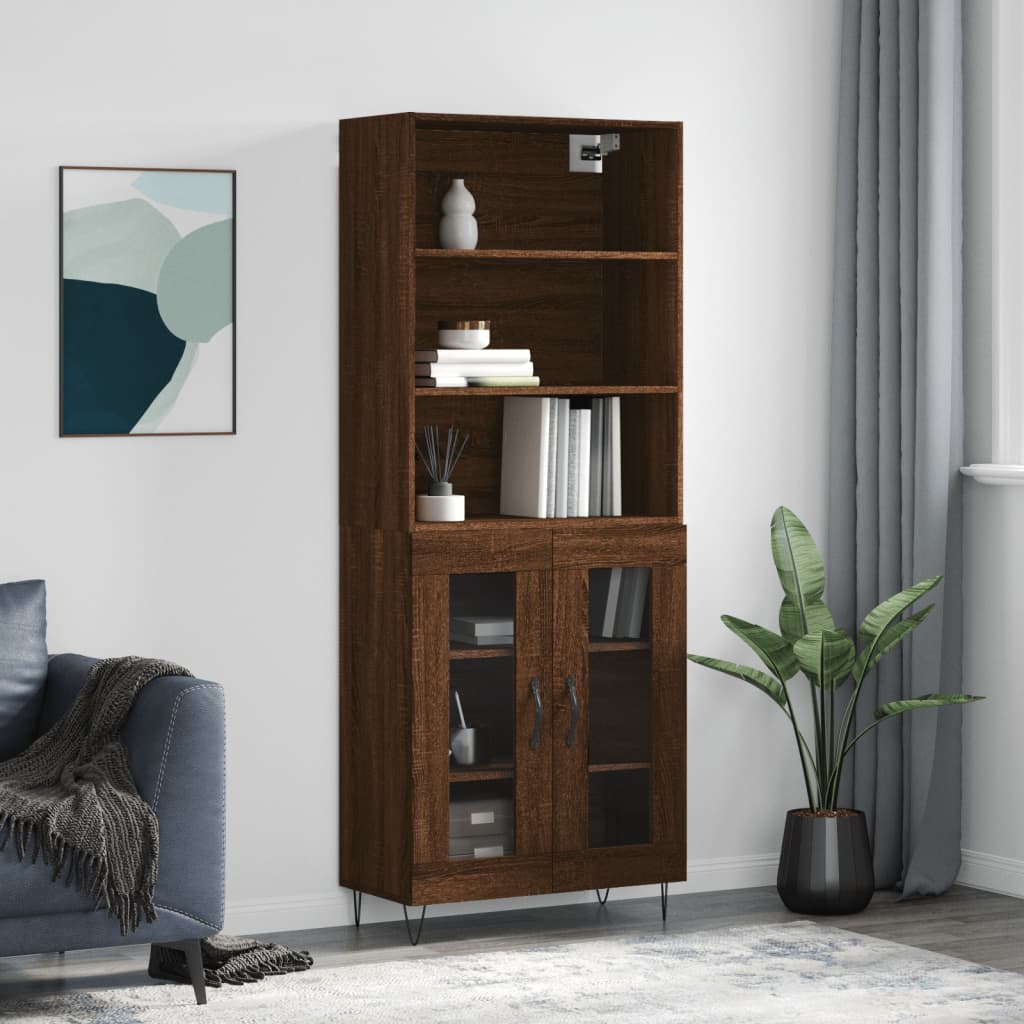 Image Buffet haut Chêne marron 69,5x34x180 cm Bois d'ingénierie | Xios Store SNC vidaXL Xios Store SNC