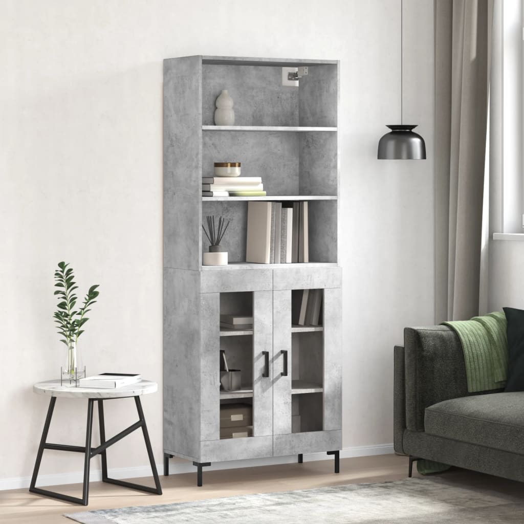 Image Buffet haut Gris béton 69,5x34x180 cm Bois d'ingénierie | Xios Store SNC vidaXL Xios Store SNC