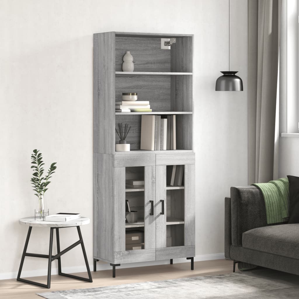 Image Buffet haut Sonoma gris 69,5x34x180 cm Bois d'ingénierie | Xios Store SNC vidaXL Xios Store SNC