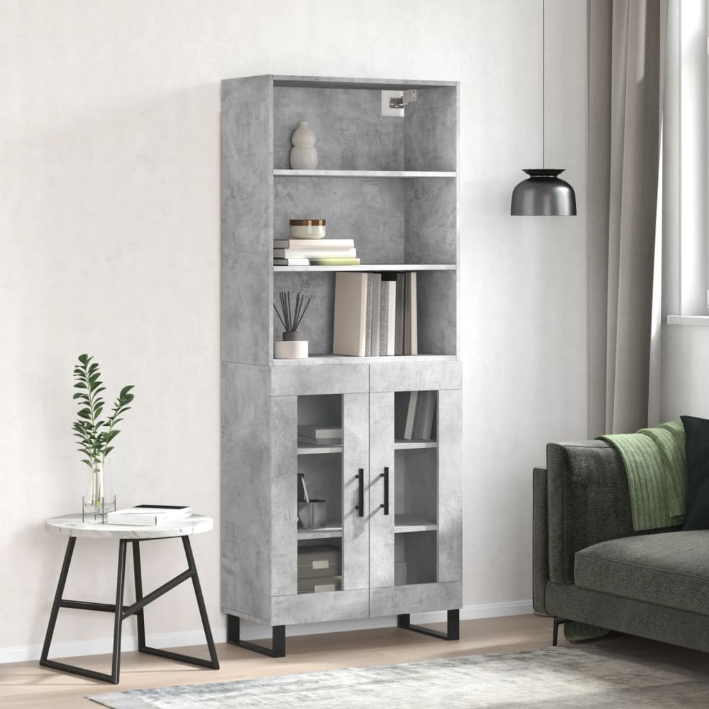 Image Buffet haut Gris béton 69,5x34x180 cm Bois d'ingénierie | Xios Store SNC vidaXL Xios Store SNC