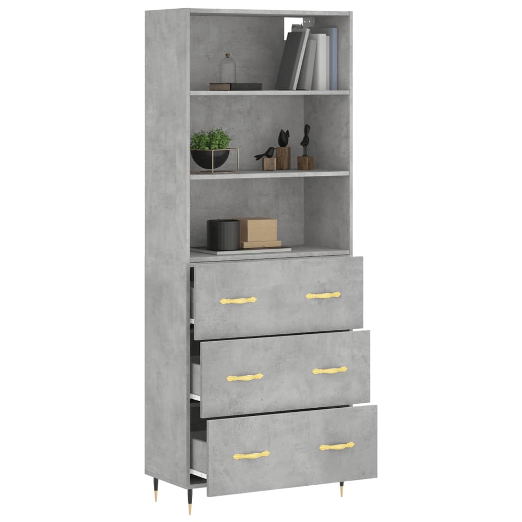 Image Buffet haut Gris béton 69,5x34x180 cm Bois d'ingénierie | Xios Store SNC vidaXL Xios Store SNC