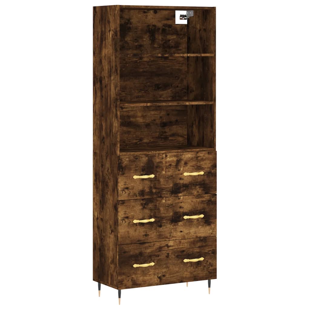 Image Buffet haut Chêne fumé 69,5x34x180 cm Bois d'ingénierie | Xios Store SNC vidaXL Xios Store SNC