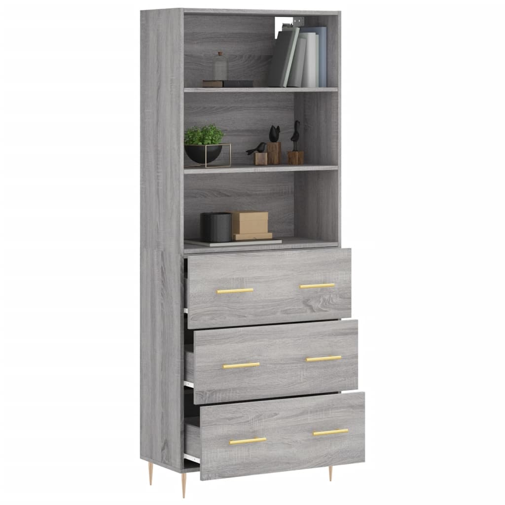 Image Buffet haut Sonoma gris 69,5x34x180 cm Bois d'ingénierie | Xios Store SNC vidaXL Xios Store SNC