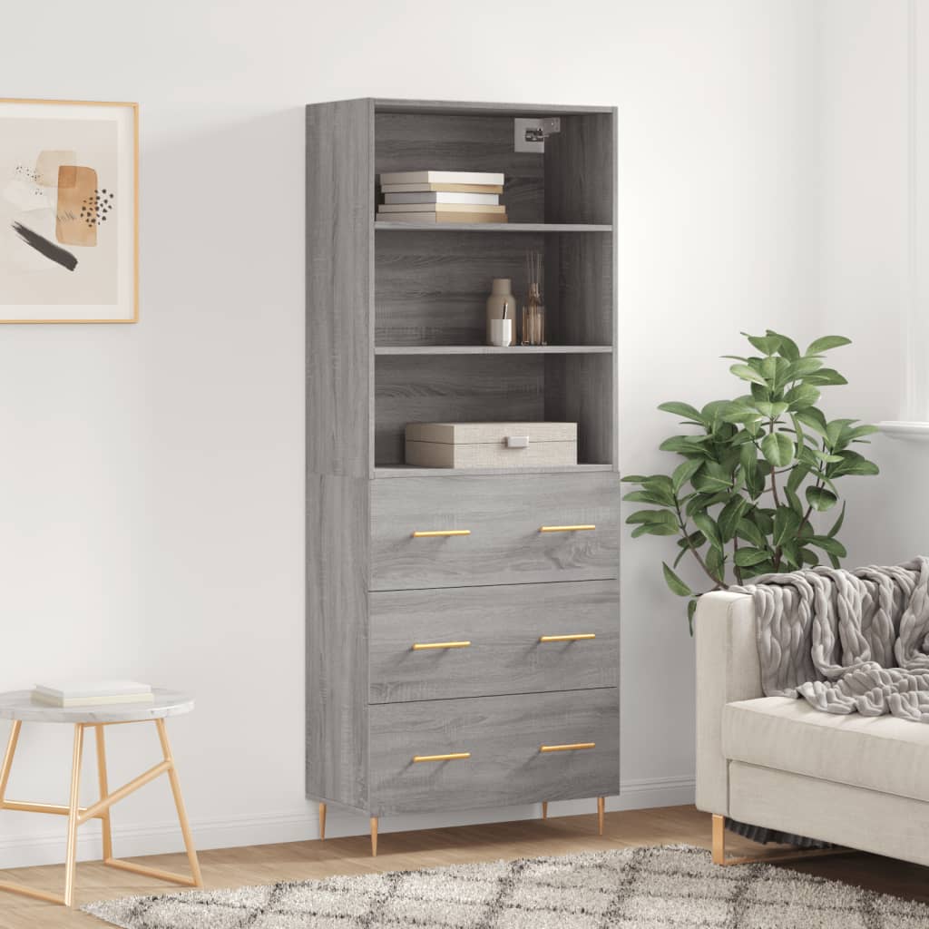 Image Buffet haut Sonoma gris 69,5x34x180 cm Bois d'ingénierie | Xios Store SNC vidaXL Xios Store SNC