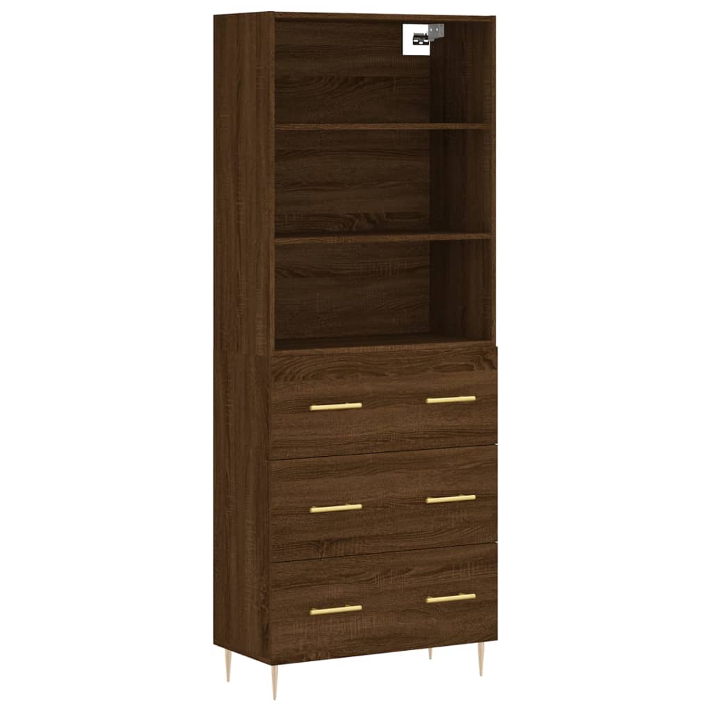 Image Buffet haut Chêne marron 69,5x34x180 cm Bois d'ingénierie | Xios Store SNC vidaXL Xios Store SNC