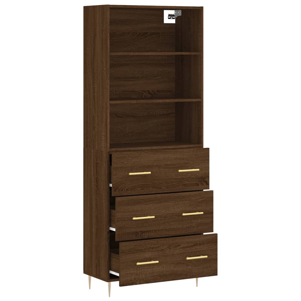 Image Buffet haut Chêne marron 69,5x34x180 cm Bois d'ingénierie | Xios Store SNC vidaXL Xios Store SNC