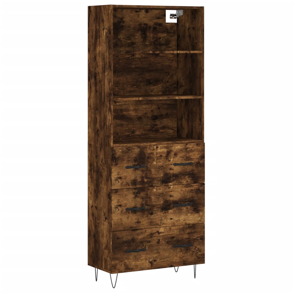 Image Buffet haut Chêne fumé 69,5x34x180 cm Bois d'ingénierie | Xios Store SNC vidaXL Xios Store SNC